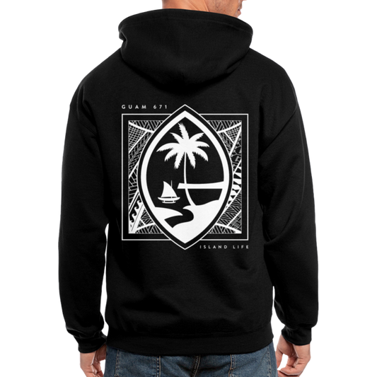 Guahan Tribal Seal Adult Zip Hoodie - black
