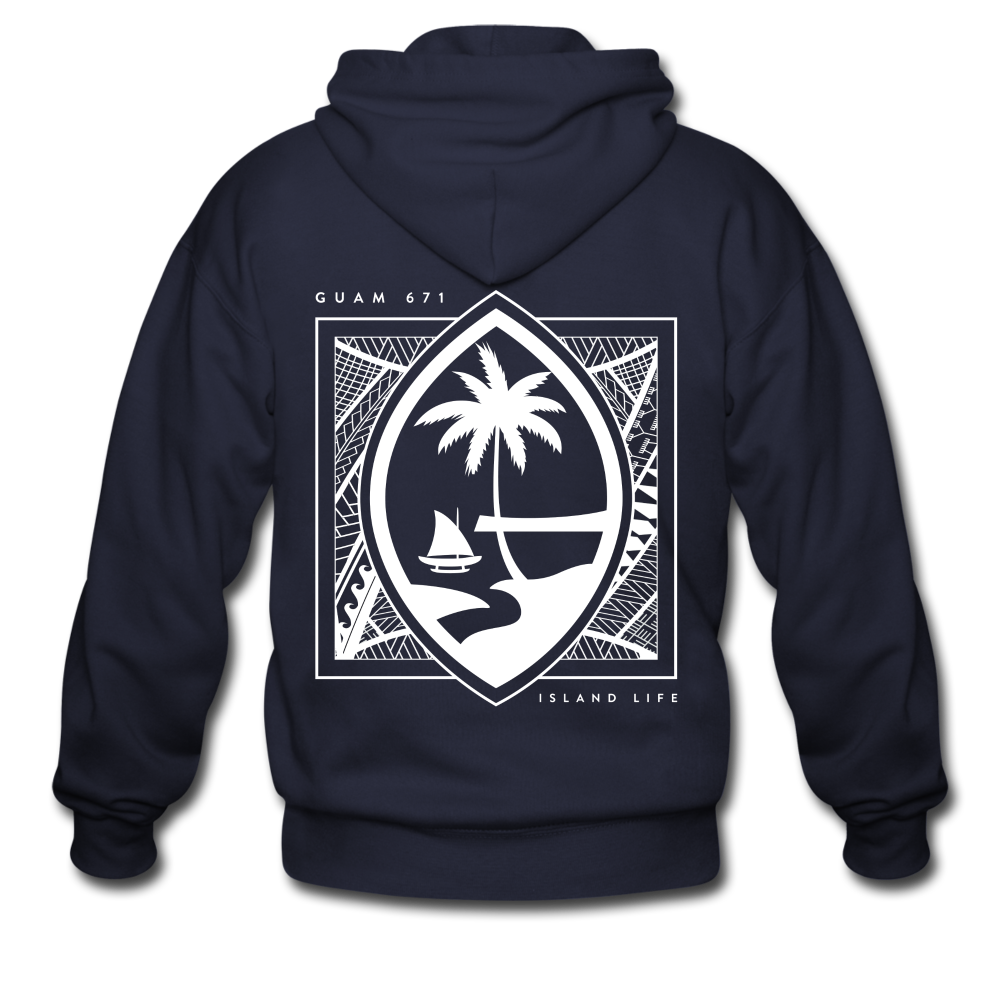 Guahan Tribal Seal Adult Zip Hoodie - navy