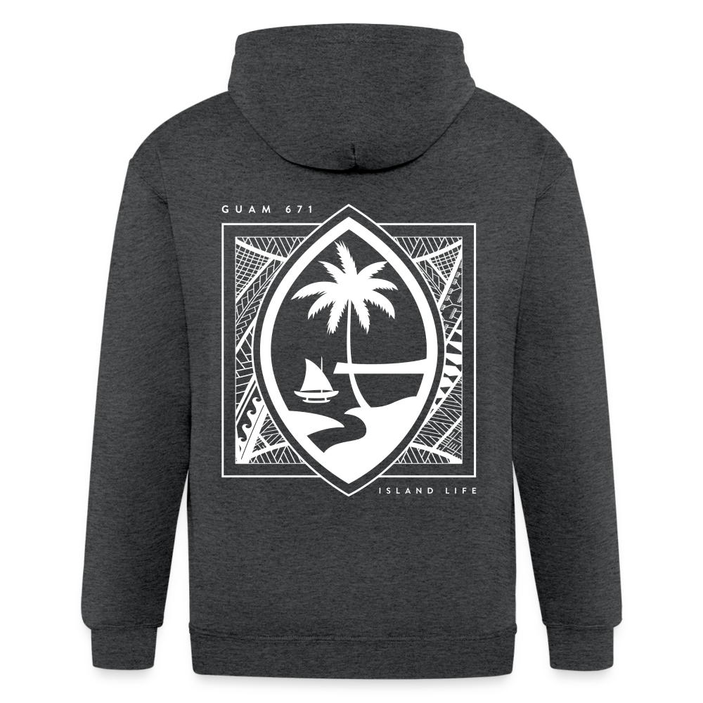 Guahan Tribal Seal Adult Zip Hoodie - deep heather