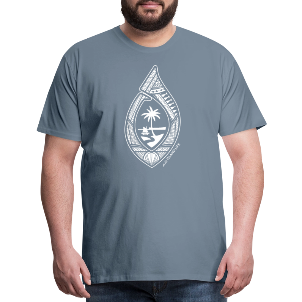 Guahan Tribal Hook Men's Premium T-Shirt - steel blue