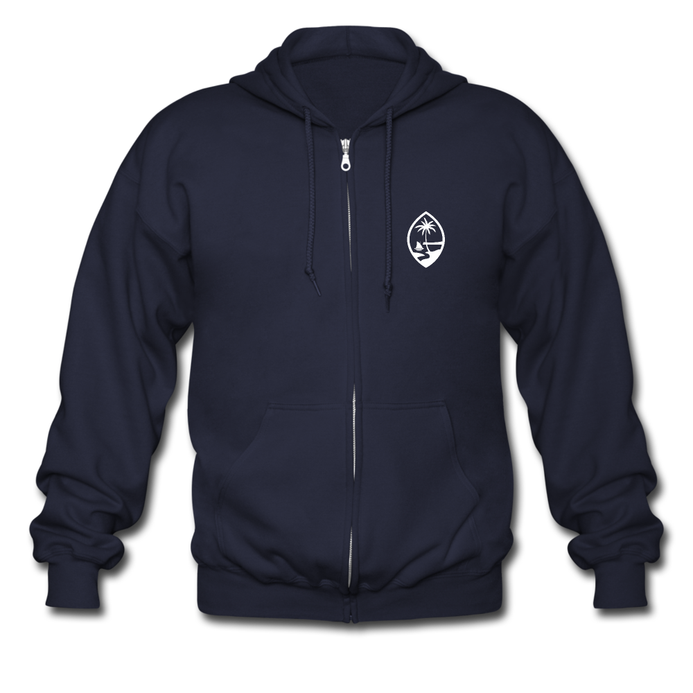 Guahan Tribal Seal Adult Zip Hoodie - navy