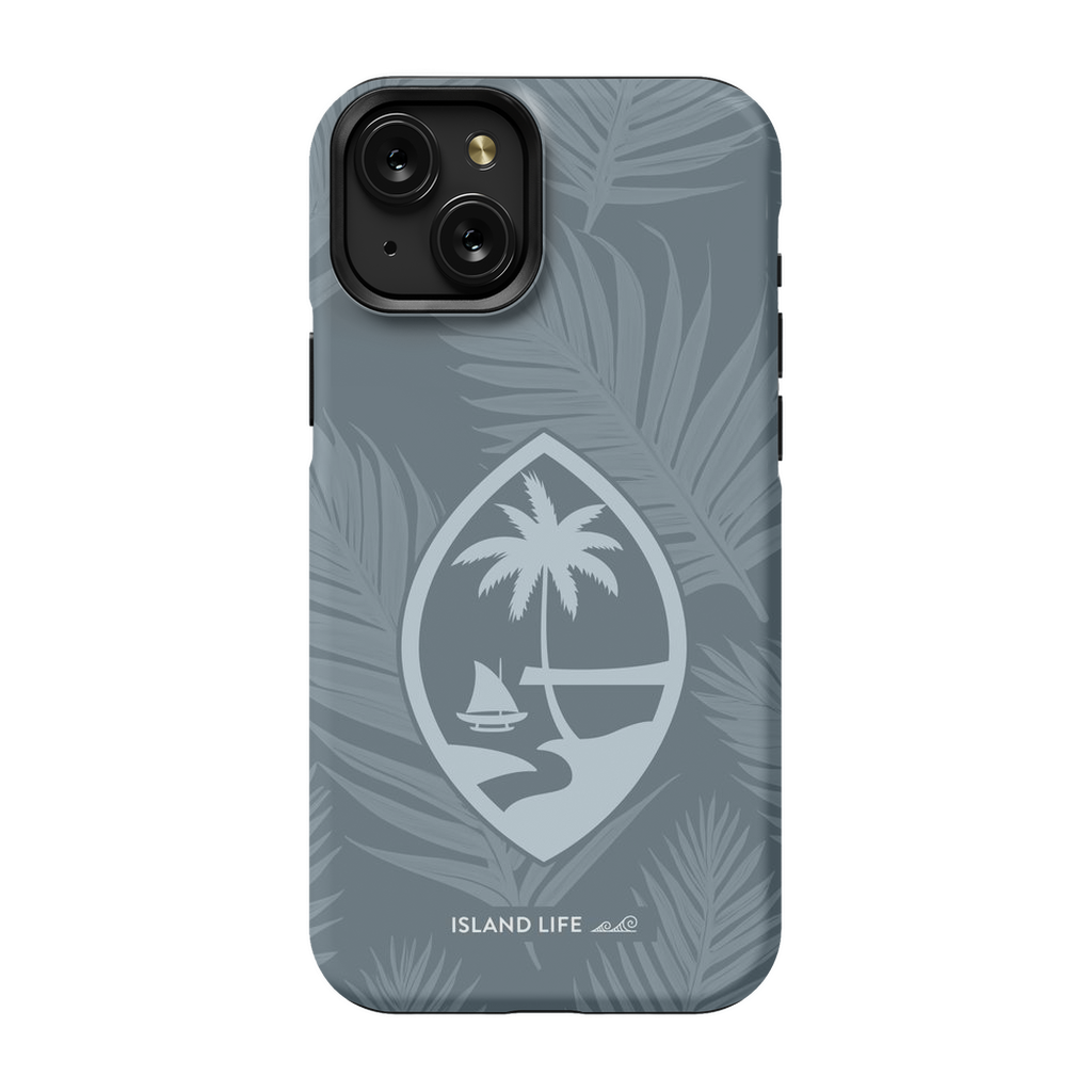 Guam Modern Leaves Slate Blue Premium Glossy Tough Phone Case