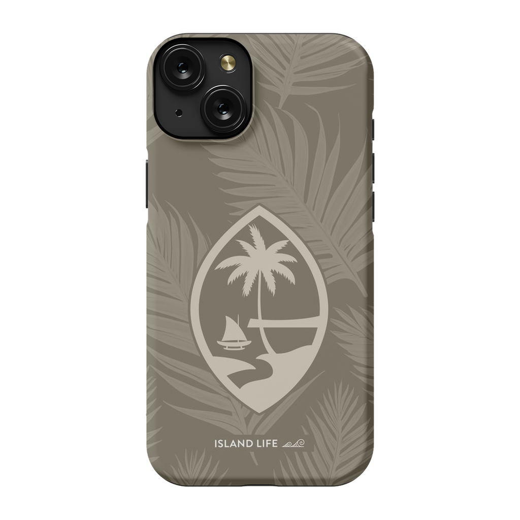 Guam Modern Leaves Khaki Premium Glossy Tough Phone Case