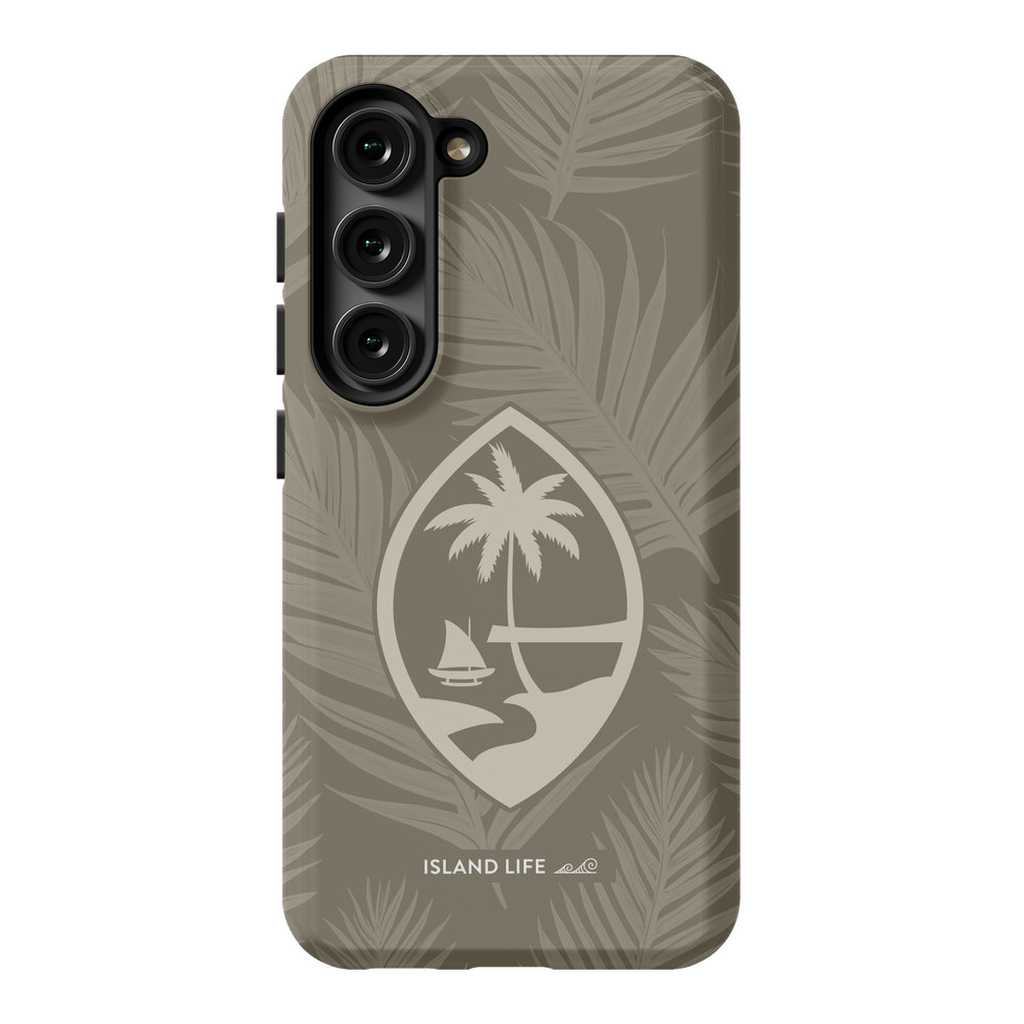 Guam Modern Leaves Khaki Premium Glossy Tough Phone Case