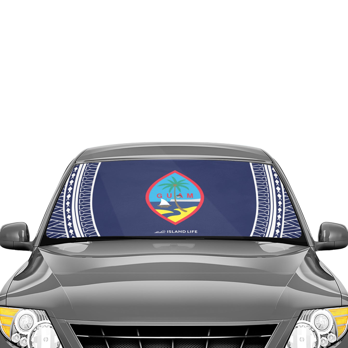 Guam Seal Tribal Blue Car Sun Shade Umbrella