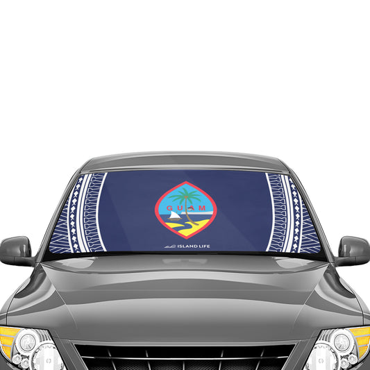 Guam Seal Tribal Blue Car Sun Shade Umbrella