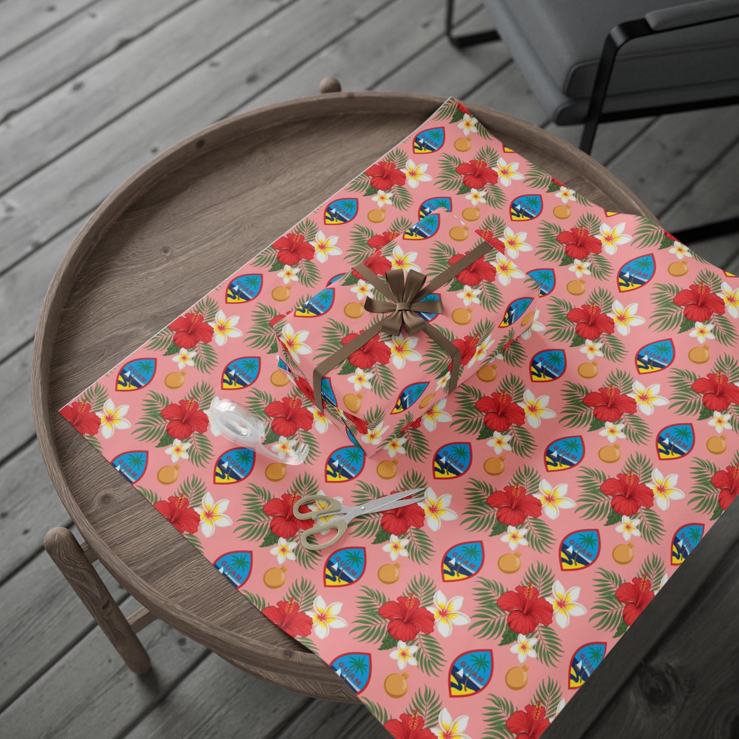 Guam Christmas Flowers Pink Gift Wrap Wrapping Paper