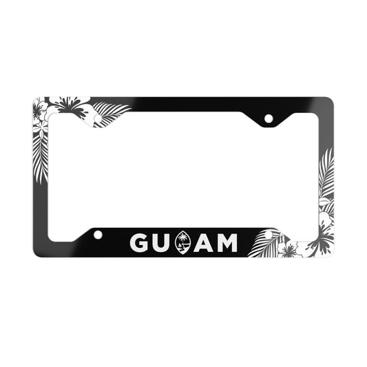 Guam Tropical Hibiscus Black Metal License Plate Frame