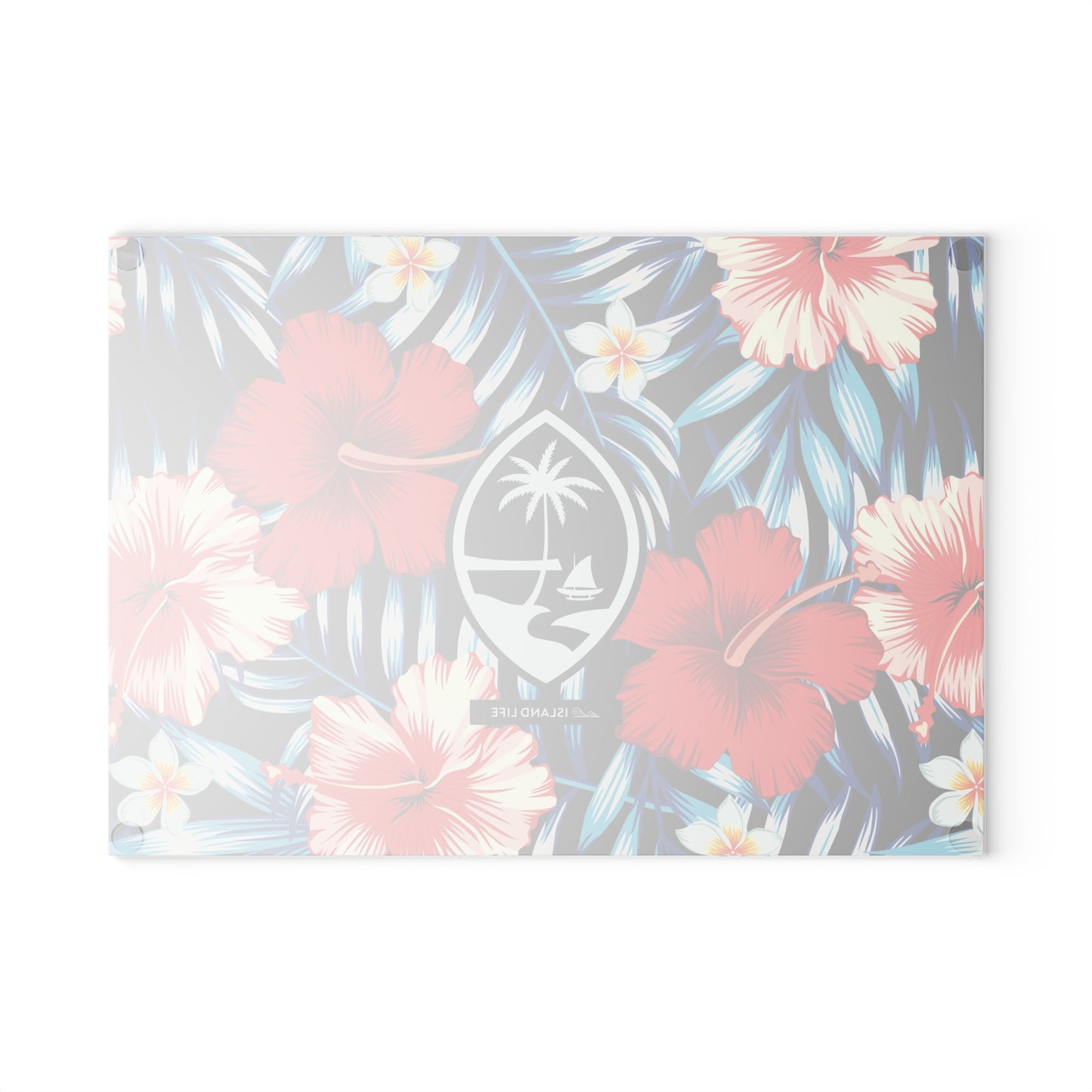 Tropical Floral Guam Glass Cutting Board