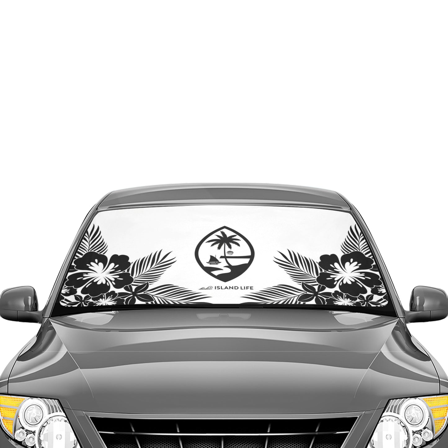 Guam Tropical Hibiscus White Car Sun Shade Umbrella