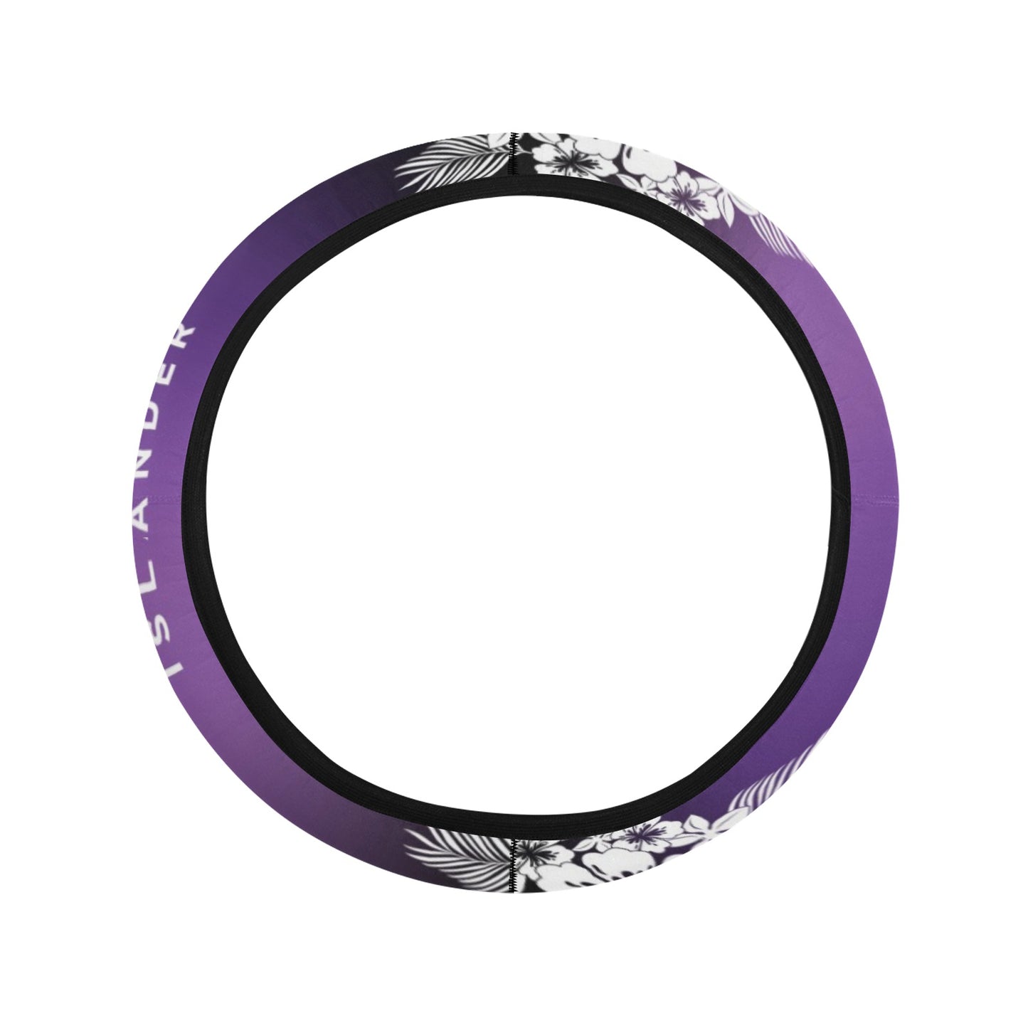 Tropical Hibiscus Islander Guam CNMI Purple Steering Wheel Cover with Anti-Slip Insert