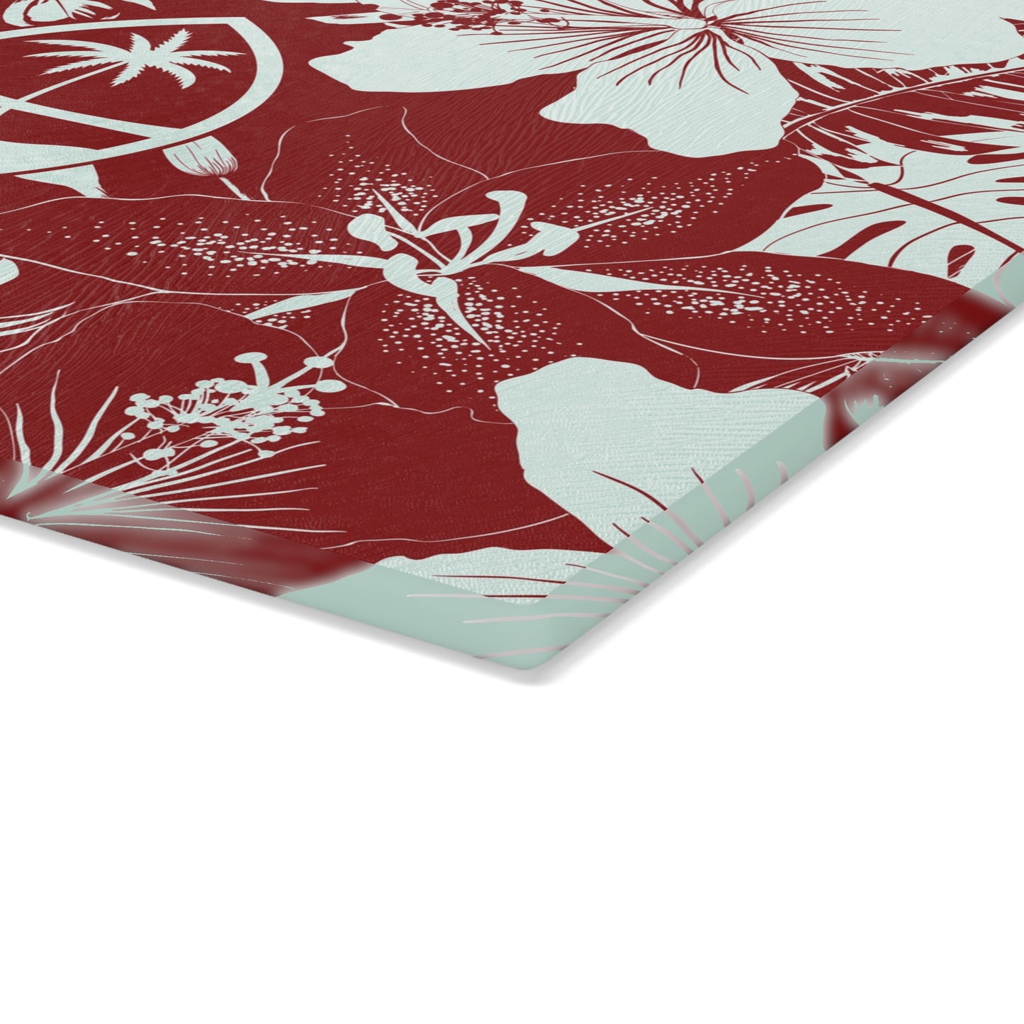 Guam Seal Red Hibiscus Glass Cutting Board