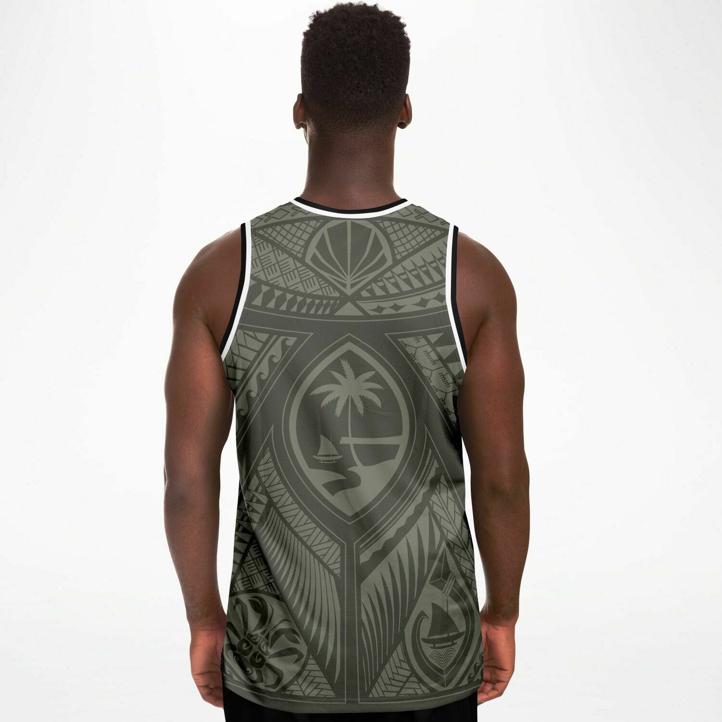 Guahan Tribal Olive Guam Basketball Jersey