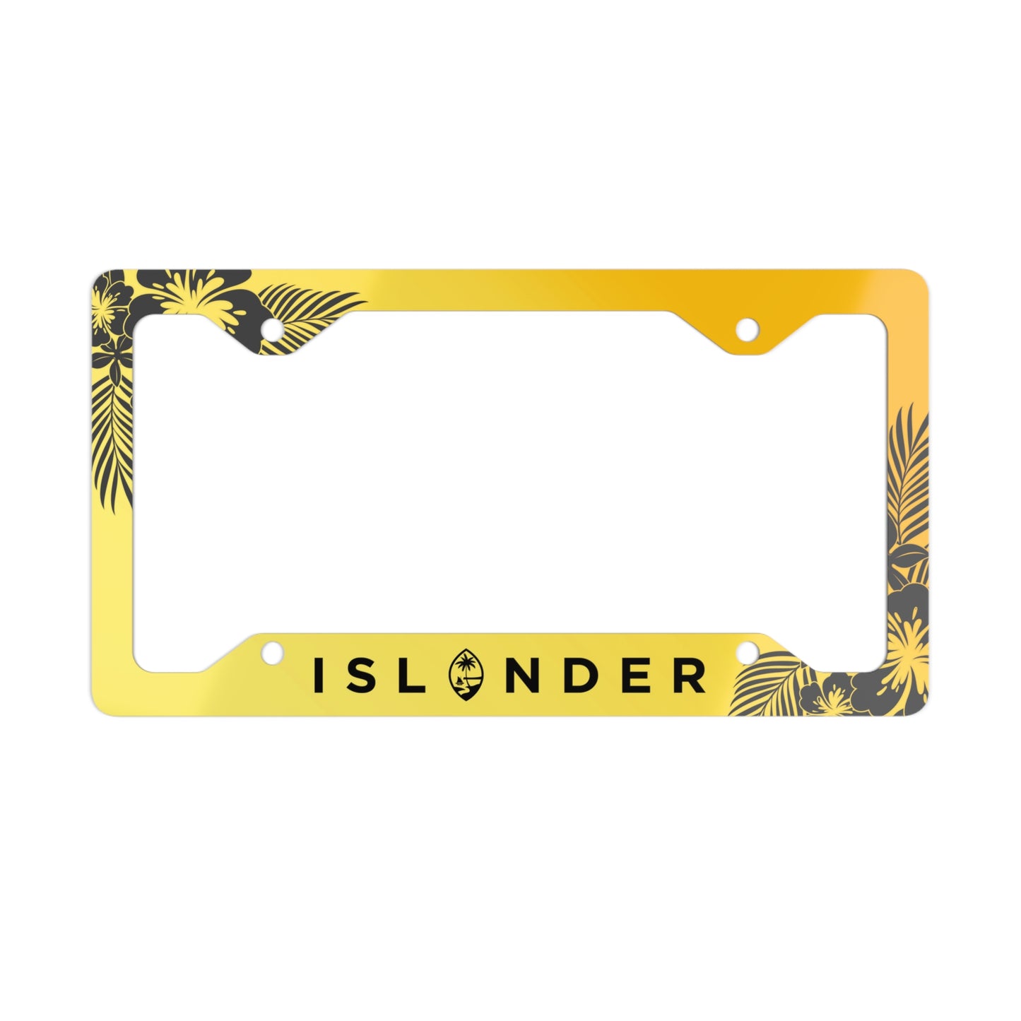 Islander Guam Tropical Hibiscus Yellow Metal License Plate Frame