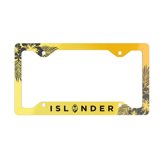 Islander Guam Tropical Hibiscus Yellow Metal License Plate Frame