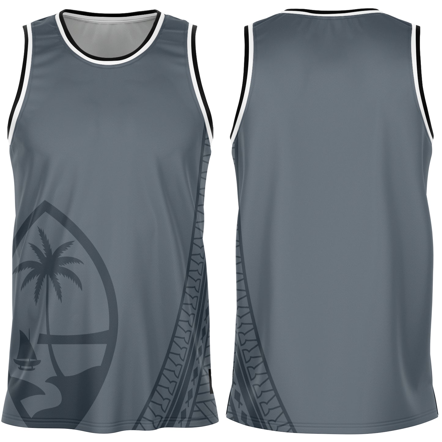 Guam Seal Tribal Gray Basketball Jersey