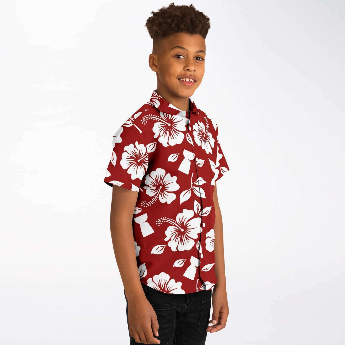 Hibiscus Latte Stone Guam CNMI Button Down Shirt Kids