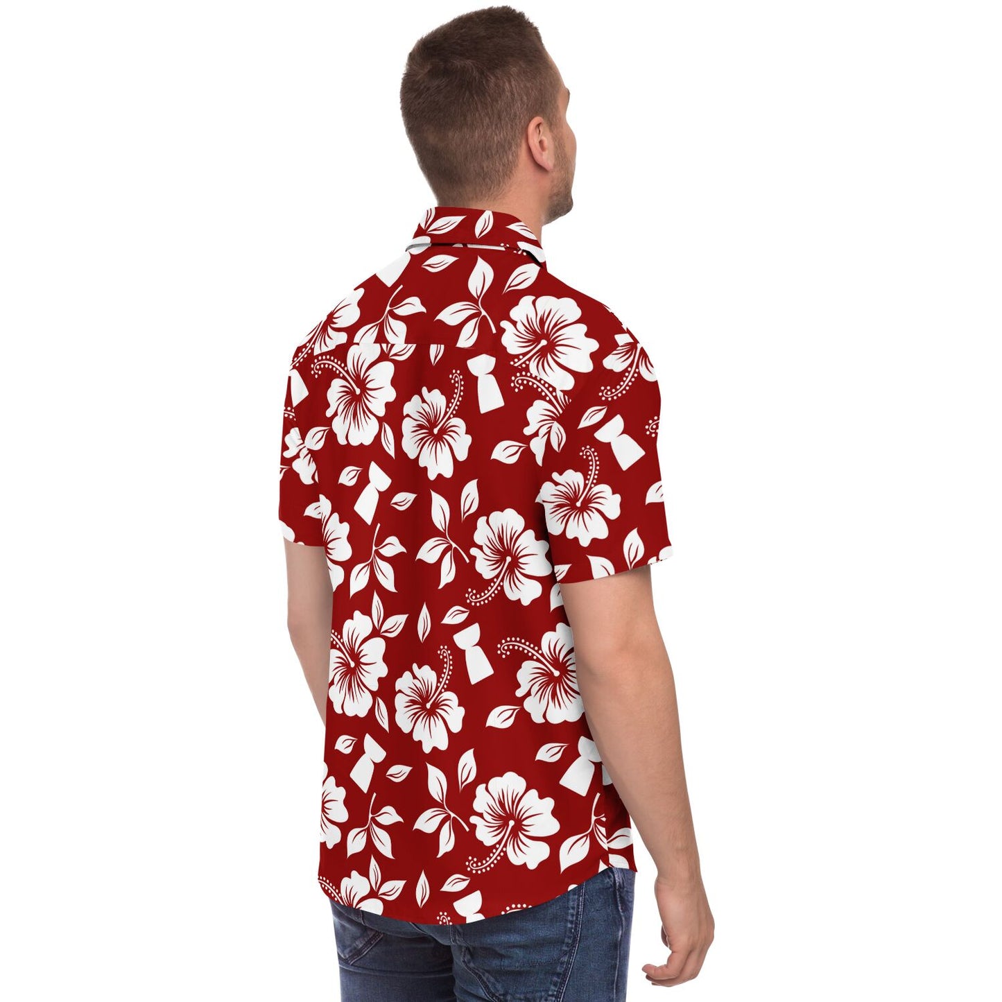 Hibiscus Latte Stone Guam CNMI Button Down Shirt