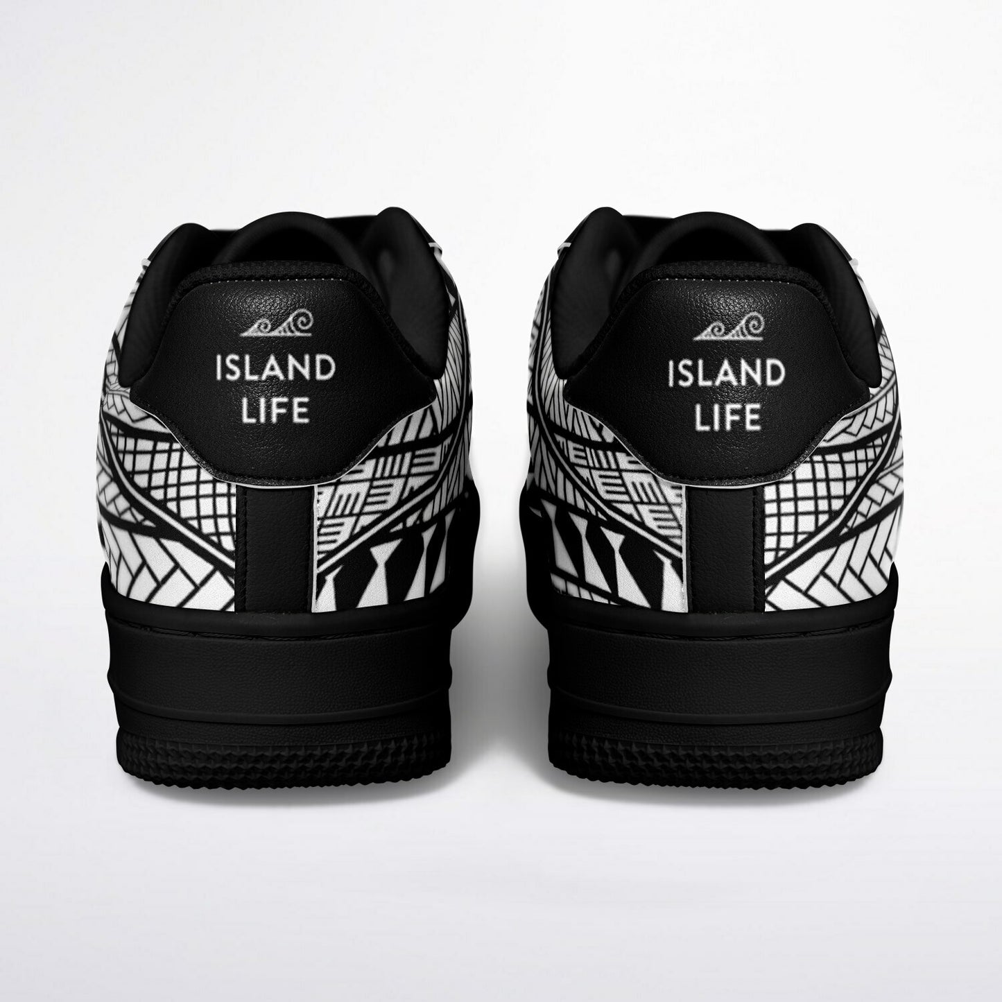 Guam Red Hibiscus Tribal Black Core Low Shoes