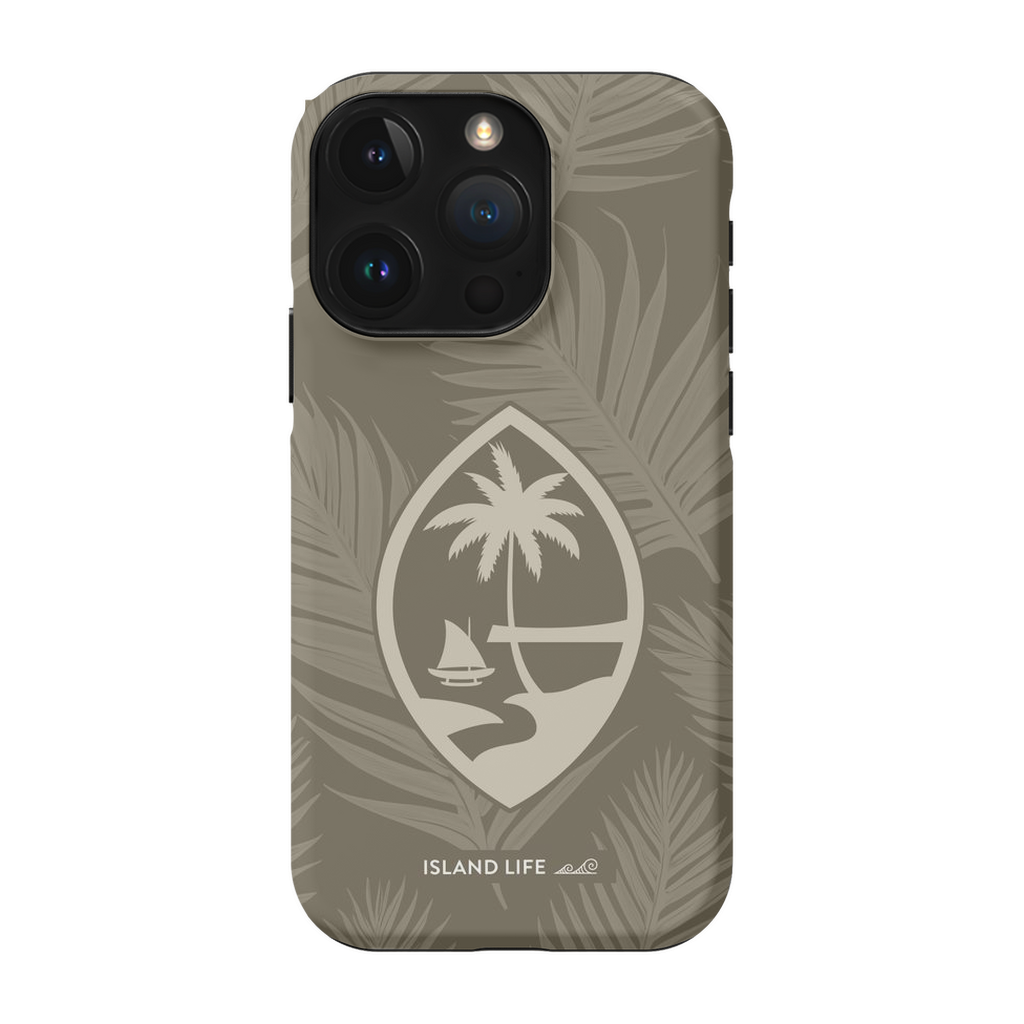 Guam Modern Leaves Khaki Premium Glossy Tough Phone Case