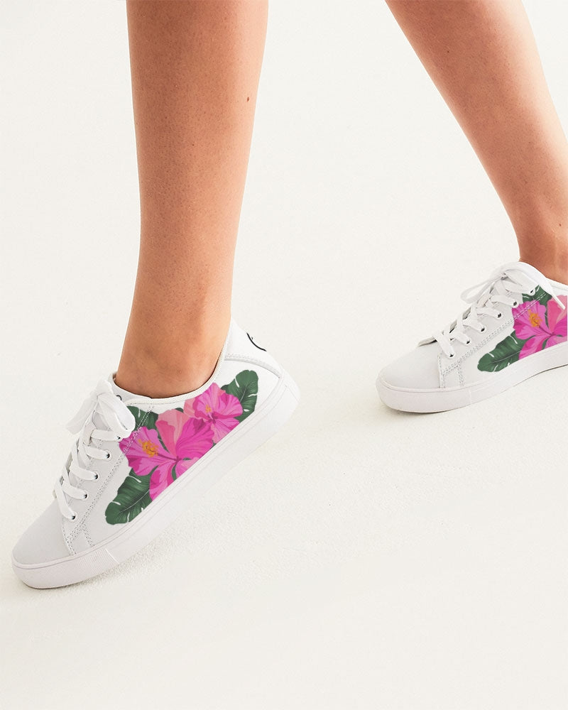 Guam Hibiscus Paradise Pink Women's Faux-Leather Sneaker