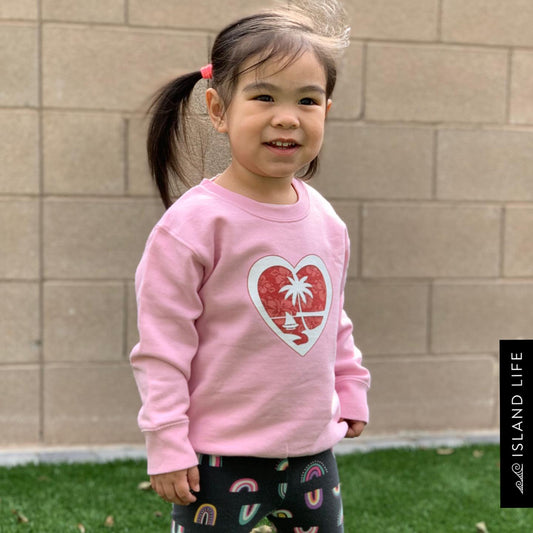 Heart Guam Hibiscus Red Toddler Crew Neck Sweatshirt