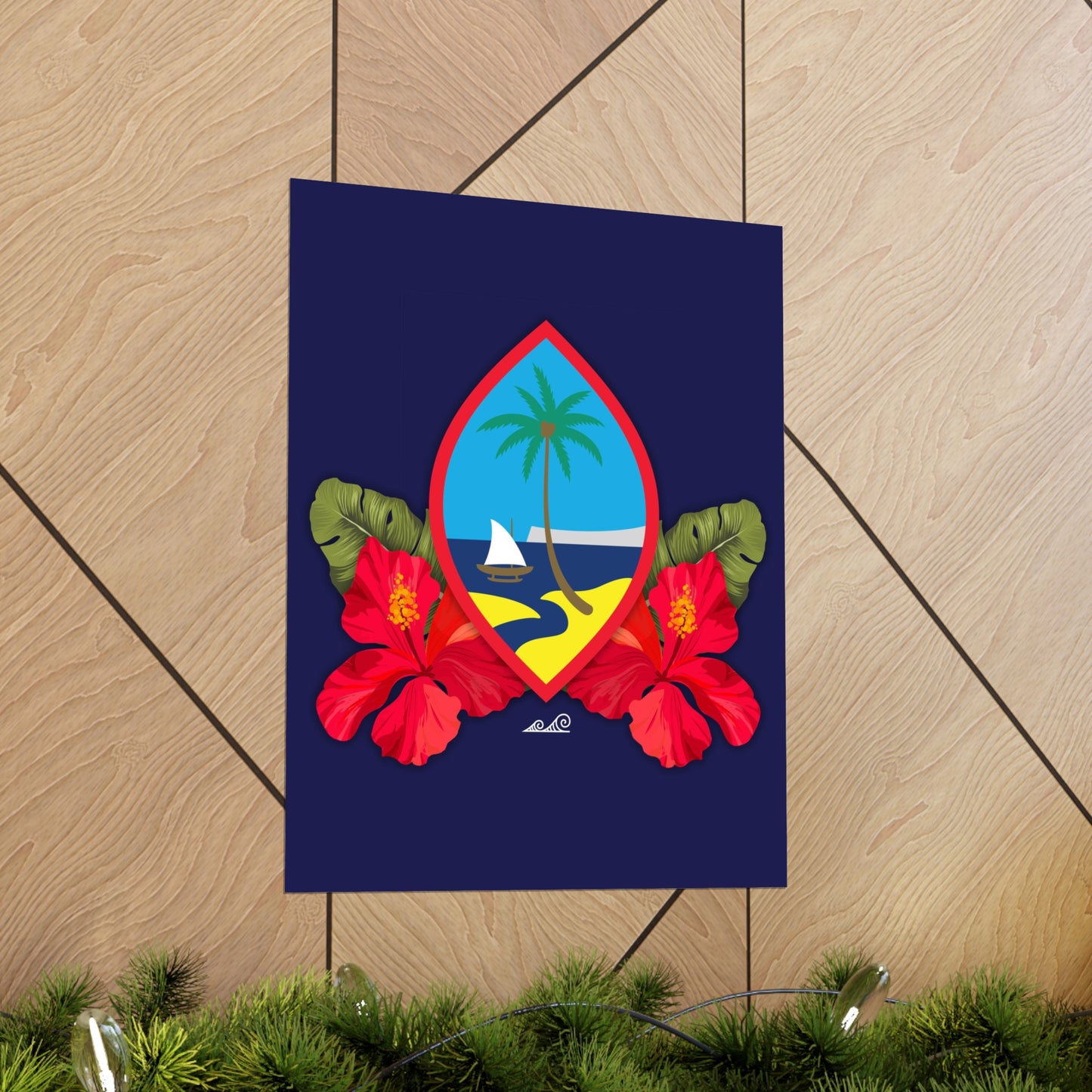 Guam Seal Hibiscus Paradise Premium Matte Vertical Poster