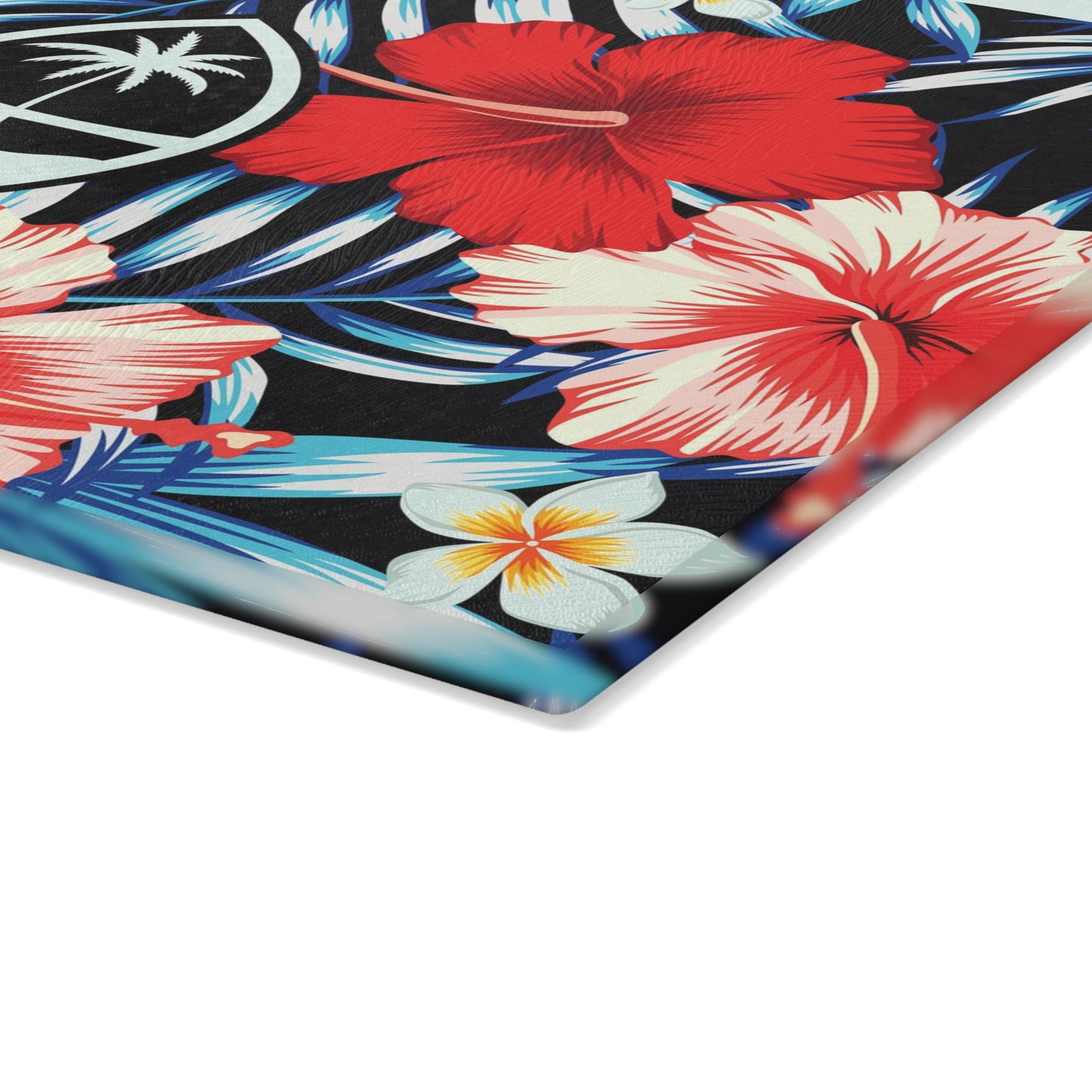 Tropical Floral Guam Glass Cutting Board