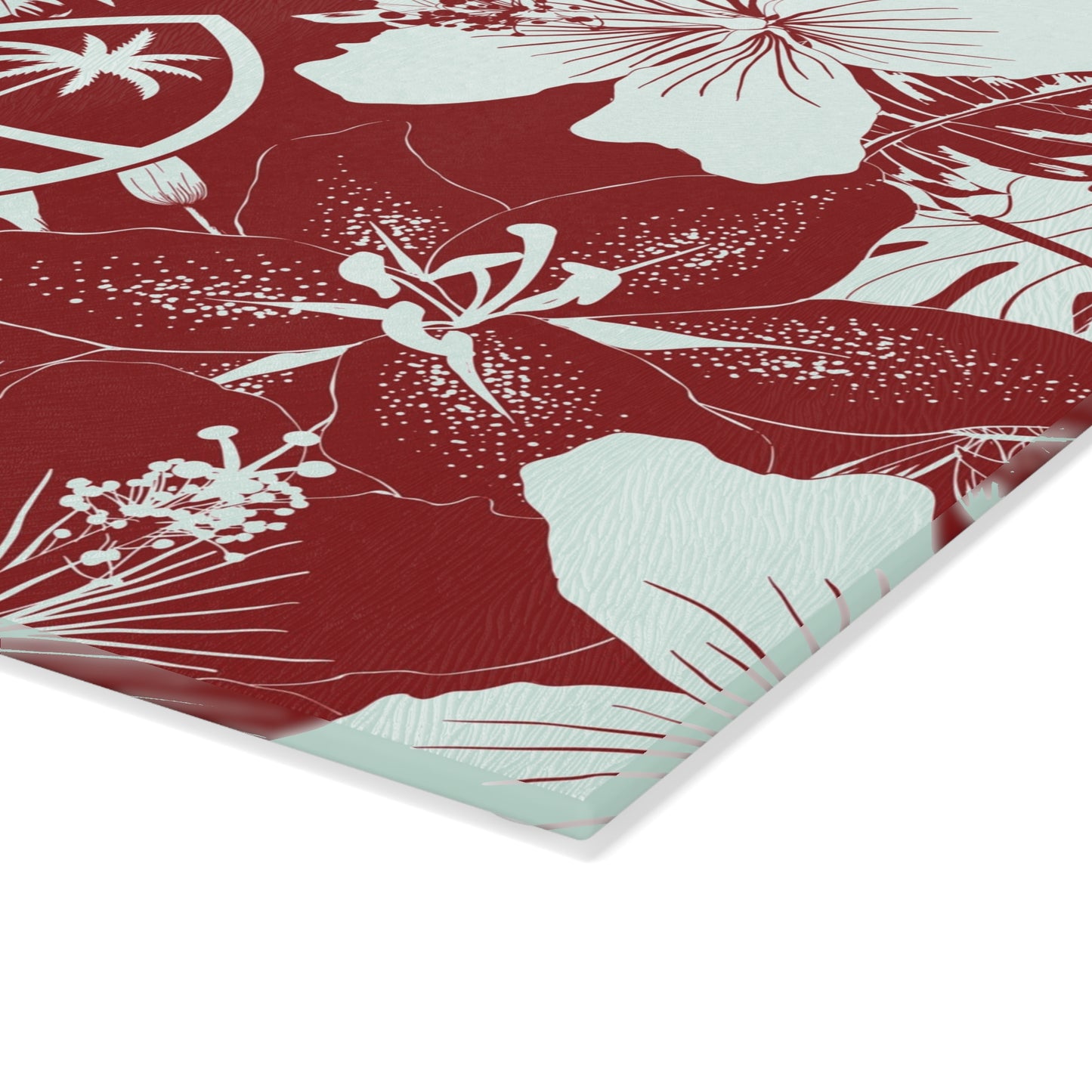 Guam Seal Red Hibiscus Glass Cutting Board