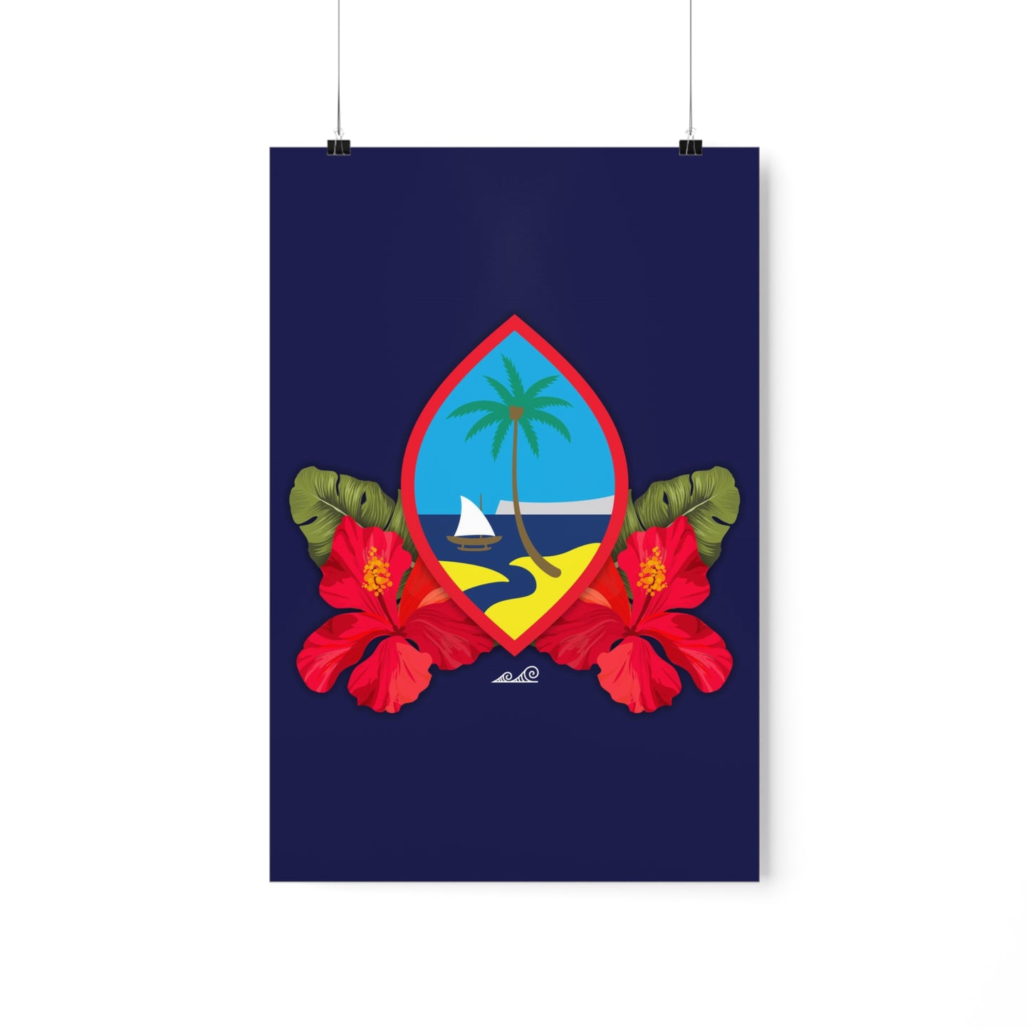 Guam Seal Hibiscus Paradise Premium Matte Vertical Poster