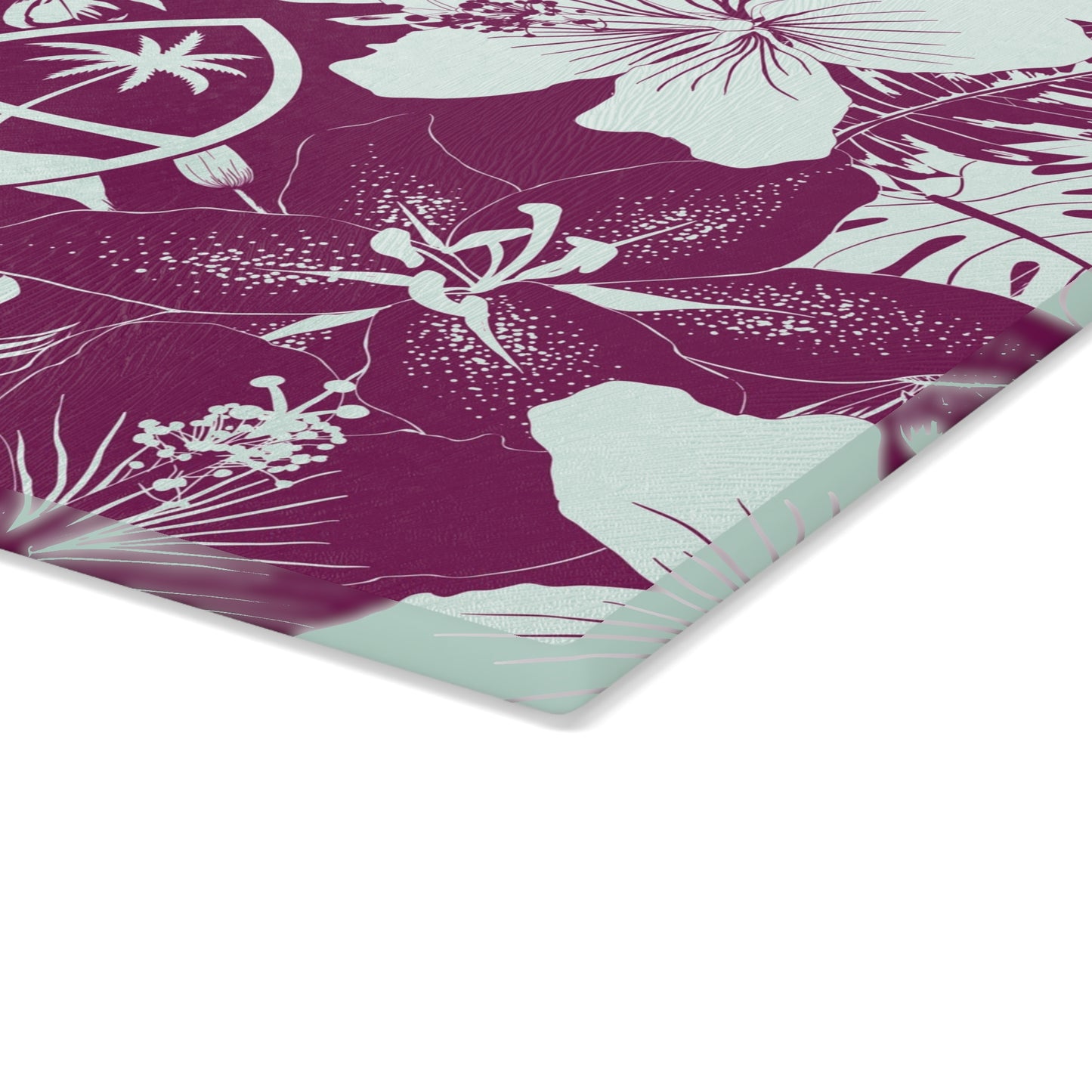Guam Seal Purple Hibiscus Glass Cutting Board