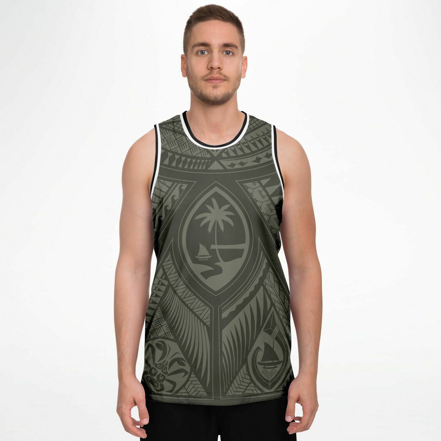 Guahan Tribal Olive Guam Basketball Jersey