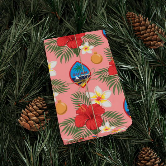 Guam Christmas Flowers Pink Gift Wrap Wrapping Paper