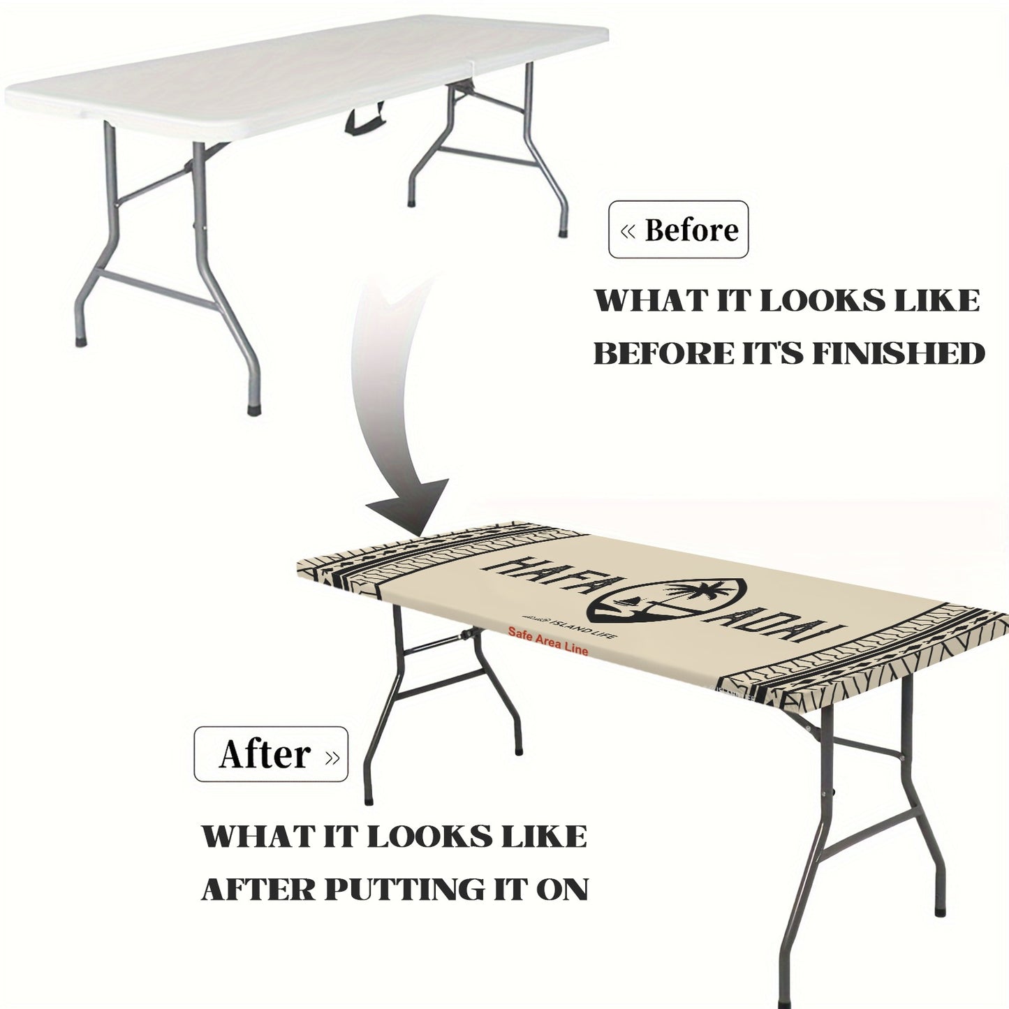 Guam Hafa Adai Tribal Tan Fitted Tablecloth