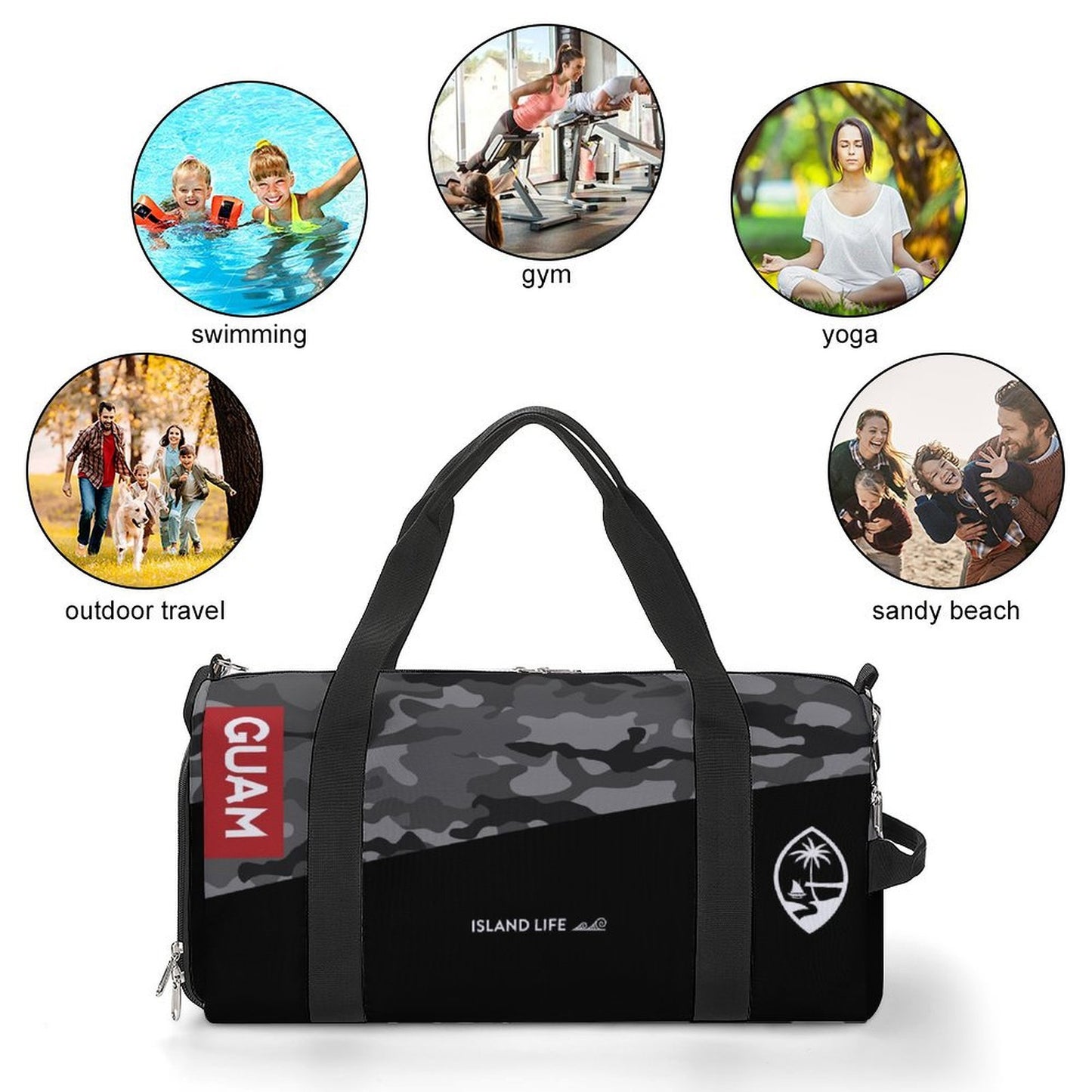 Guam Halftone Gray Camo Gym Bag