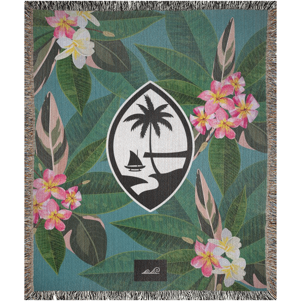 Guam Plumeria Flowers Woven Blanket