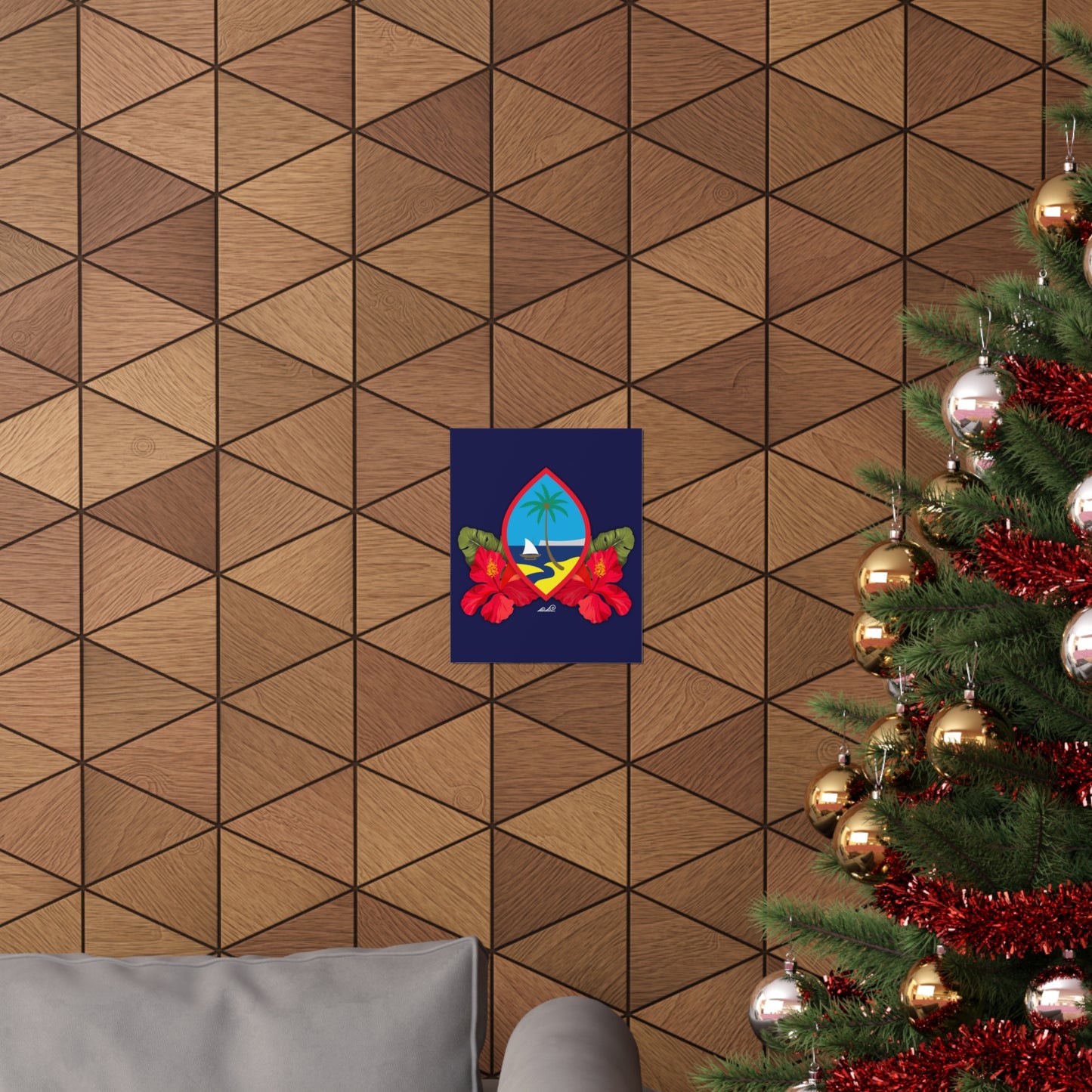 Guam Seal Hibiscus Paradise Premium Matte Vertical Poster