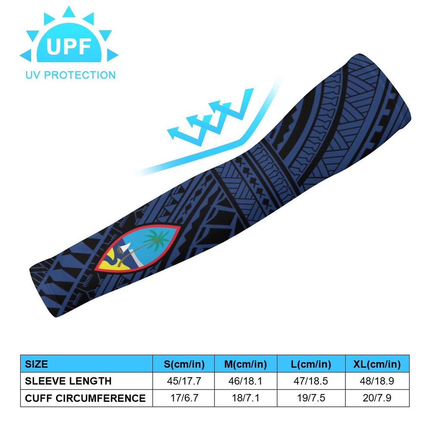 Guam Seal Tribal Blue All Over Print Arm Sleeves