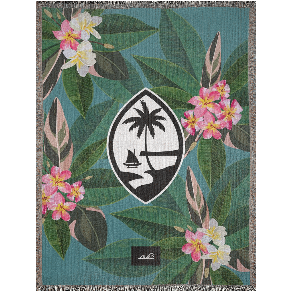 Guam Plumeria Flowers Woven Blanket