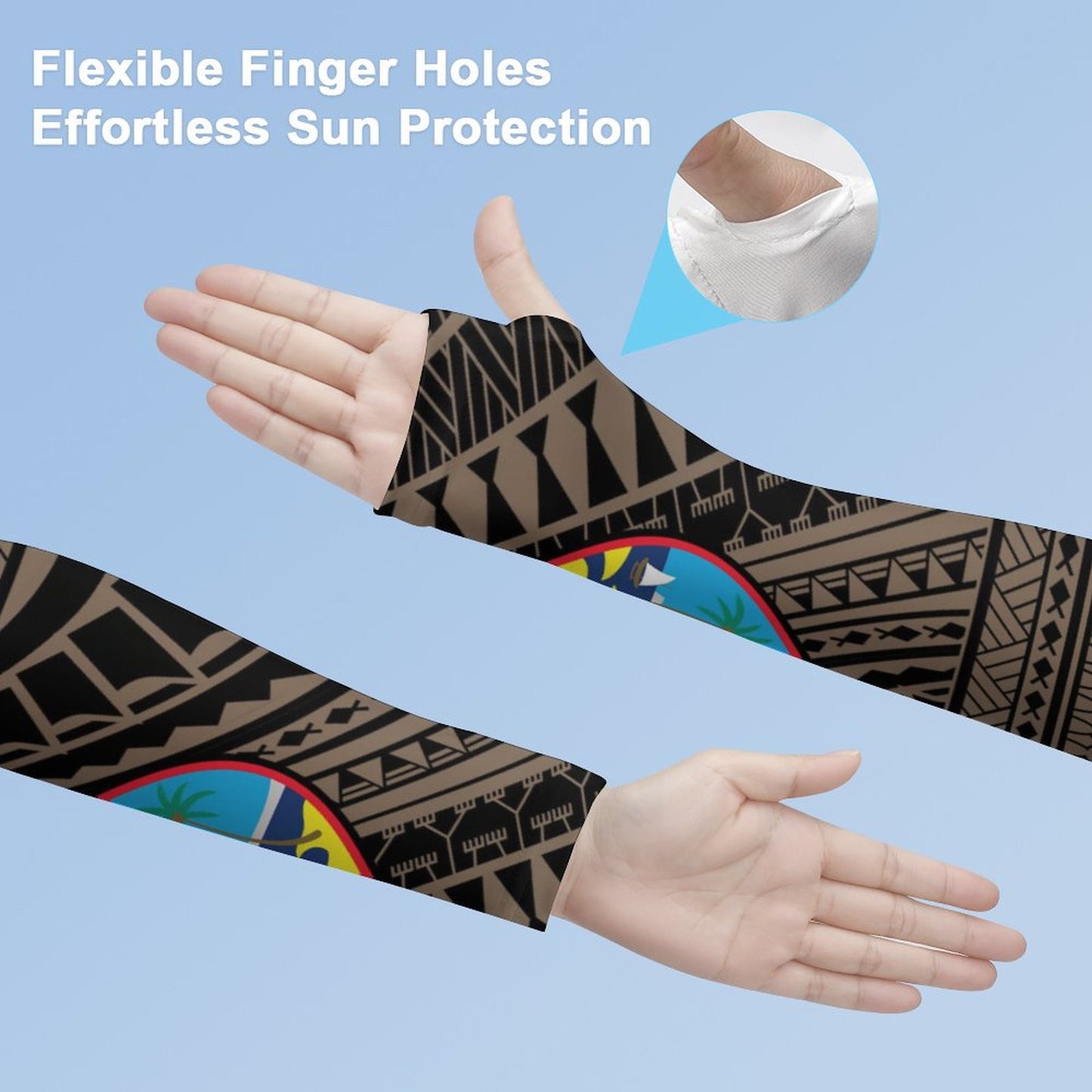Guam Seal Tribal Brown All Over Print Arm Sleeves