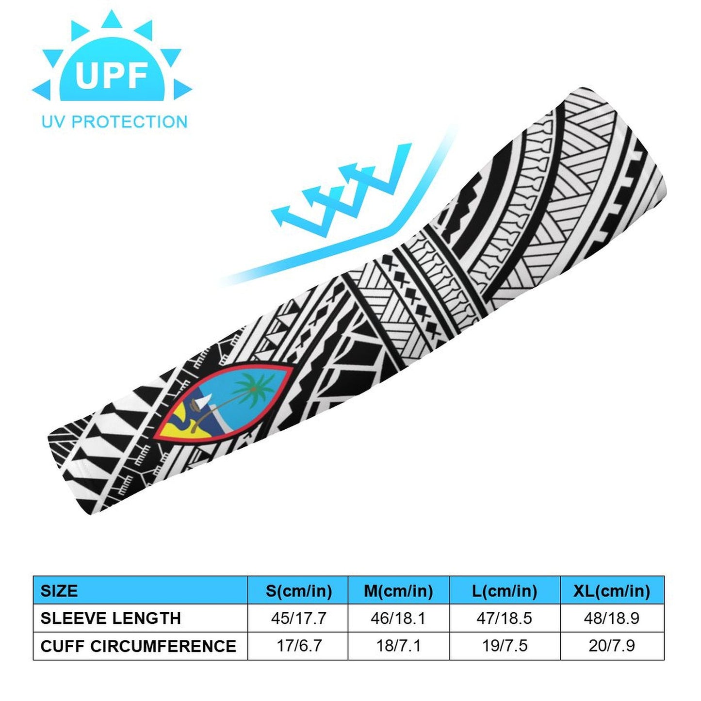 Guam Seal Tribal White All Over Print Arm Sleeves