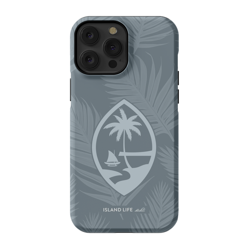 Guam Modern Leaves Slate Blue Premium Glossy Tough Phone Case