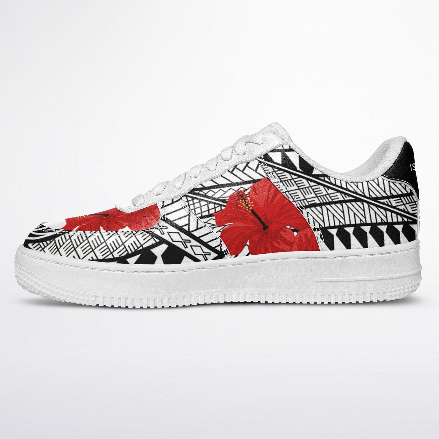 Guam Red Hibiscus Tribal White Core Low Shoes