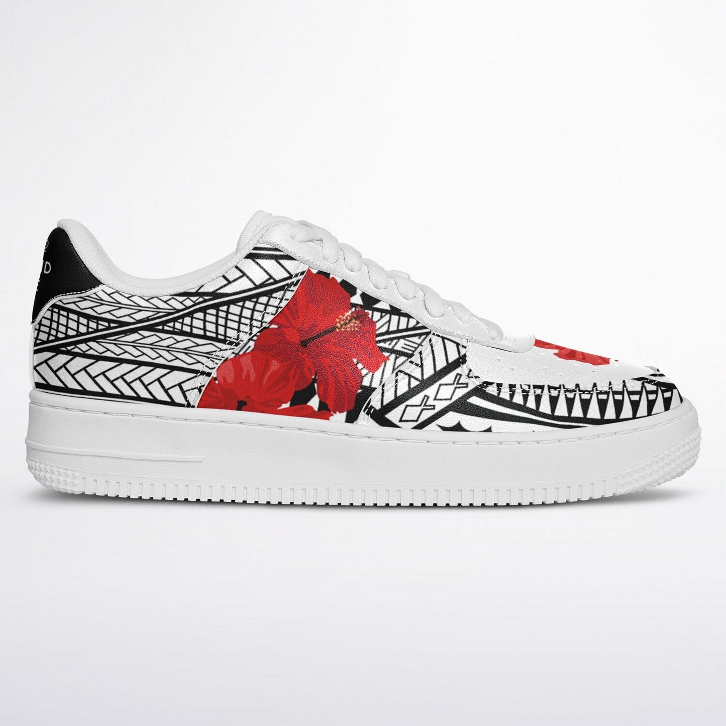 Guam Red Hibiscus Tribal White Core Low Shoes