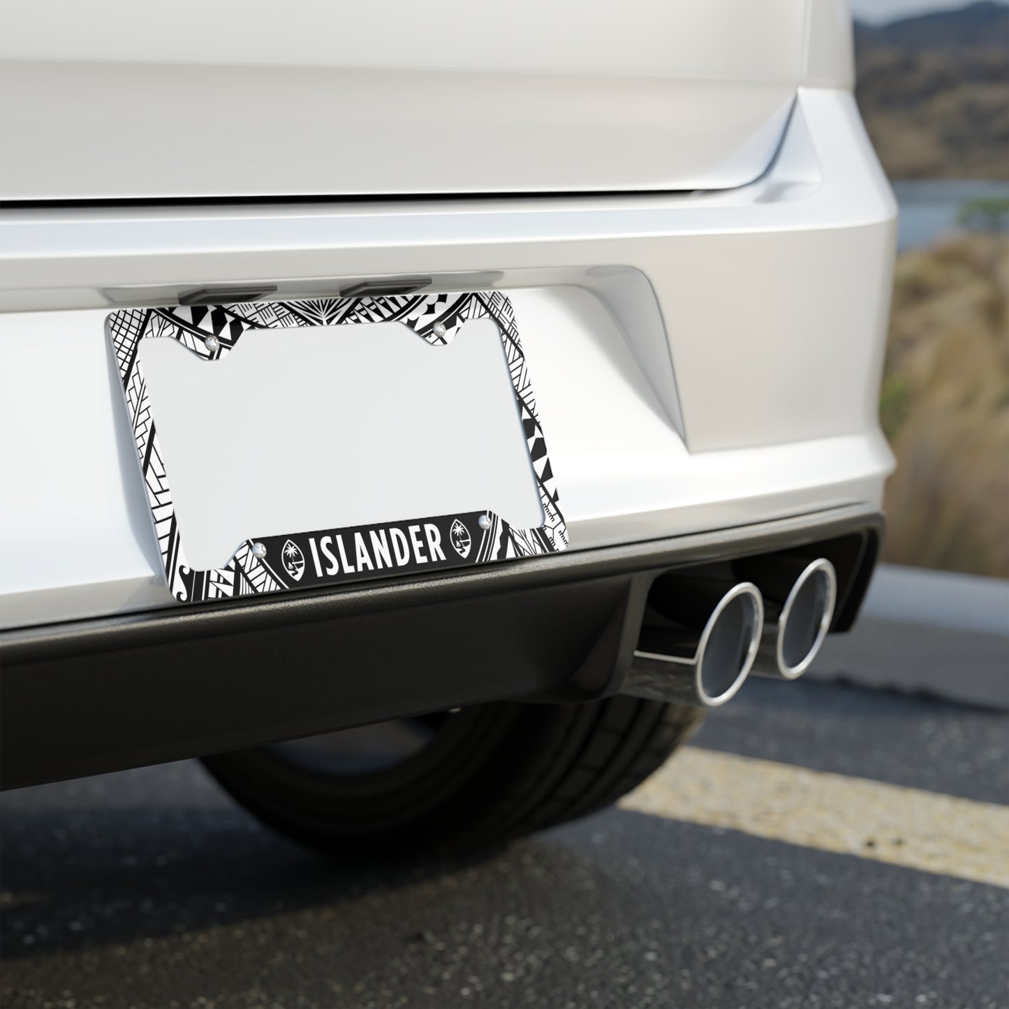 Islander Guam Tribal Black Metal License Plate Frame