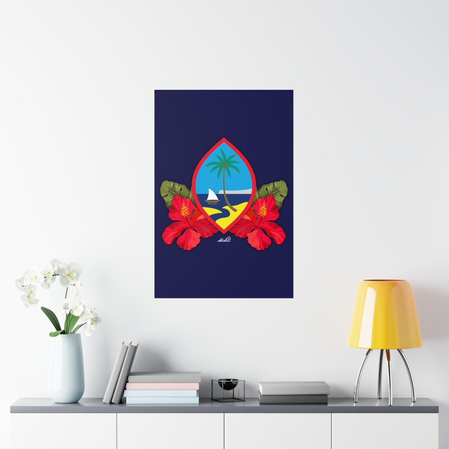Guam Seal Hibiscus Paradise Premium Matte Vertical Poster