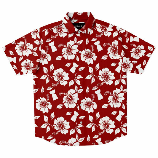 Hibiscus Latte Stone Guam CNMI Button Down Shirt