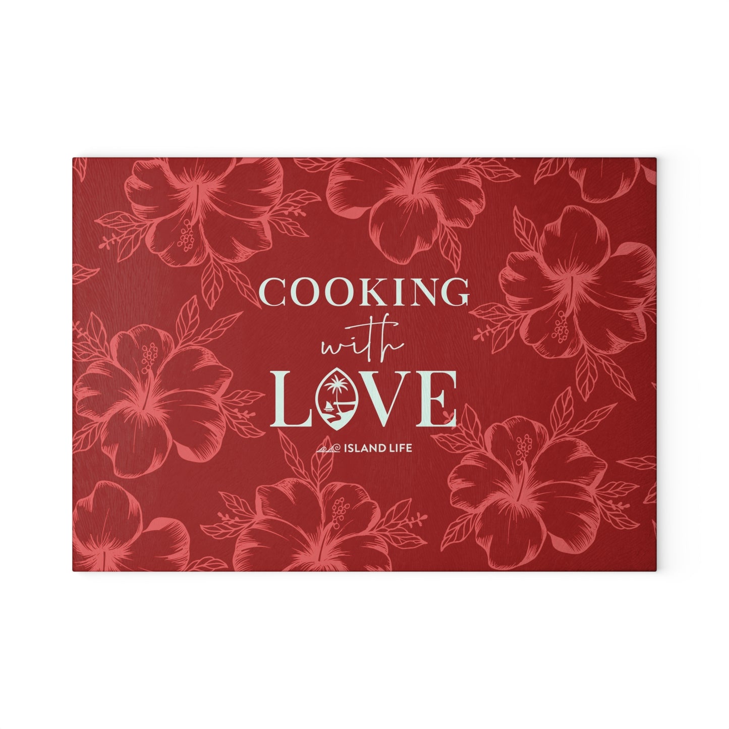 Cooking with Love Guam Glass Cutting Board