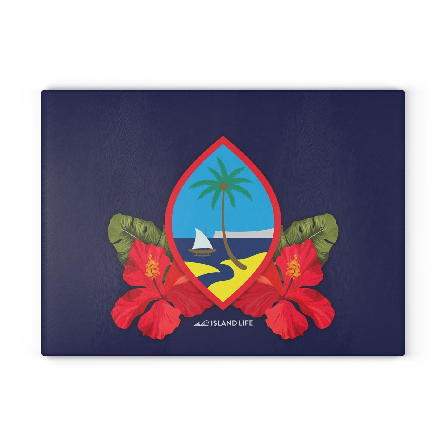 Guam Hibiscus Paradise Glass Cutting Board