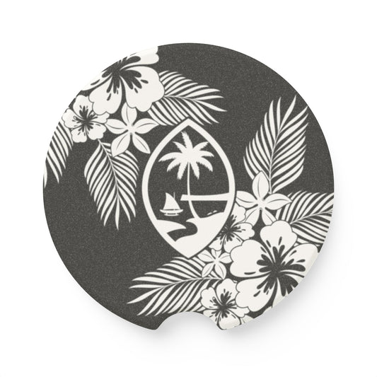 Guam Tropical Hibiscus Black Soapstone Car Coaster